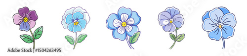 pansy flower icon, pansy flower line art - simple line art of pansy flower, perfect for pansy flower logos and icons