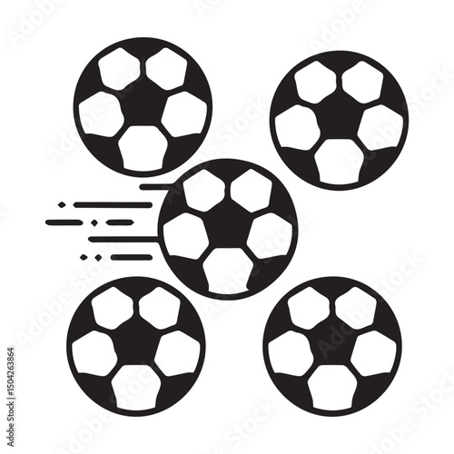 Football ball vector icon batch. Black white soccer ball sport equipment, pelota football bal icon vector design. Goal symbol, team game competition world or european super cup championship pelota