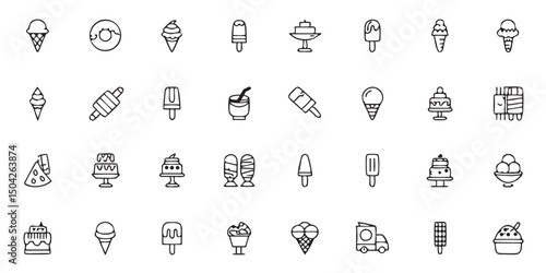 Delicious ice cream sweets and cakes dessert icons