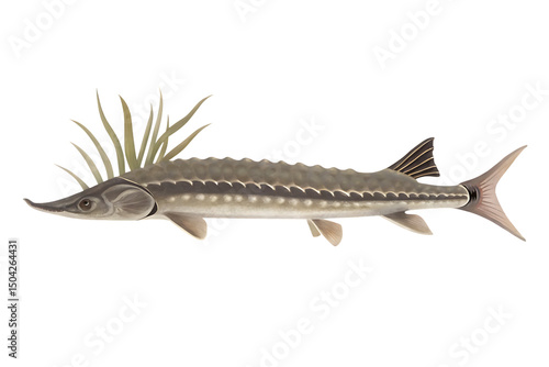 Sturgeon Fish Aquatic Wildlife isolated on white background PNG