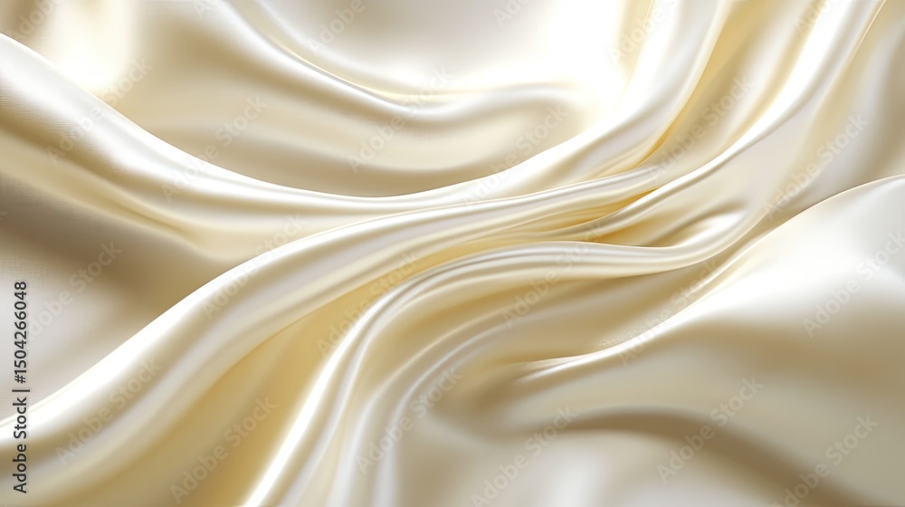 Fototapeta premium Elegant Soft Fabric Waves in Creamy Satin Texture Background
