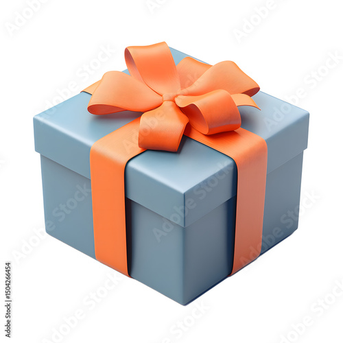 Stylish Gray Gift Box with Orange Ribbon