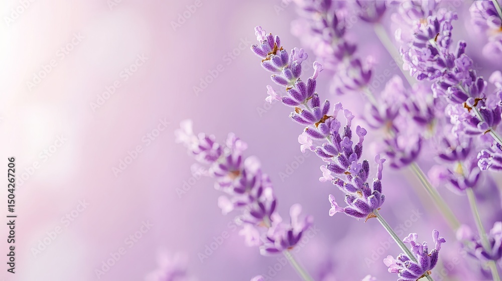 Fototapeta premium Delicate Lavender Blooms in Soft Focus with Subtle Pastel Background