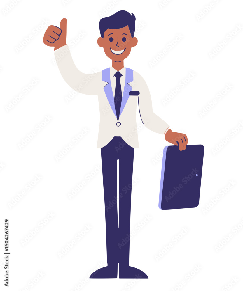 Illustration of Businessman Giving Thumbs Up Illustration of Businessman Giving Thumbs Up