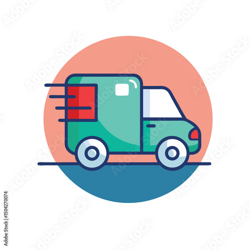 Delivery Van Vector Flat Design Courier and Shipping Vehicle Illustration