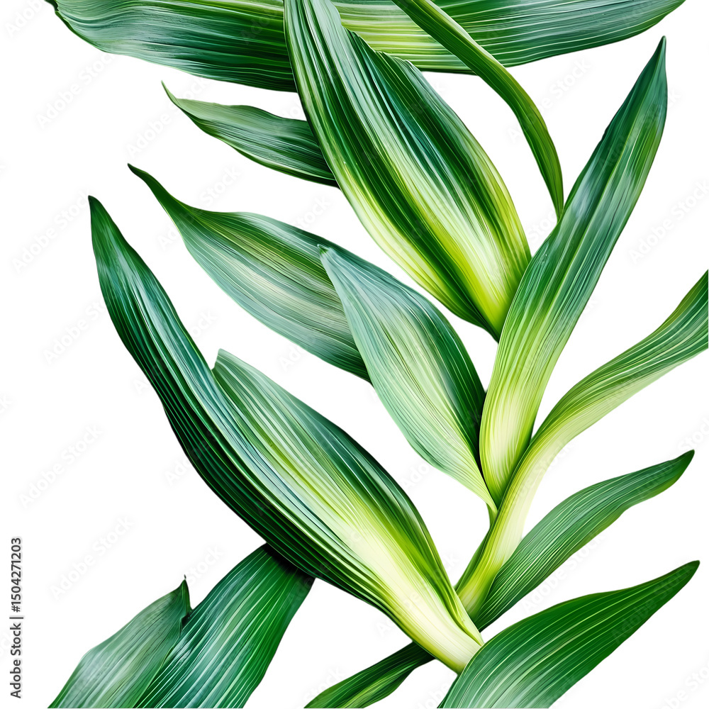 Obraz premium Vibrant Green Tropical Leaves isolated on transparent background
