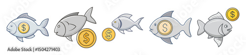 silver dollar fish icon, silver dollar fish line art - simple line art of silver dollar fish, perfect for silver dollar fish logos and icons