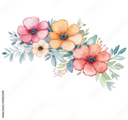 Wallpaper Mural Floral scallop edge get well soon watercolor on transparent background transparent background isolated png stock Torontodigital.ca
