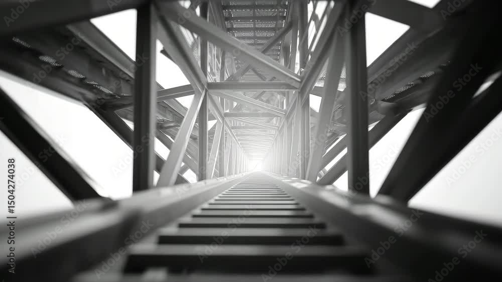 Steel bridge walkway perspective