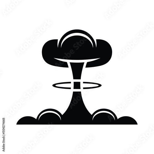 Atomic Blast Silhouette Vector Bold Bomb Explosion Icon in B&W.