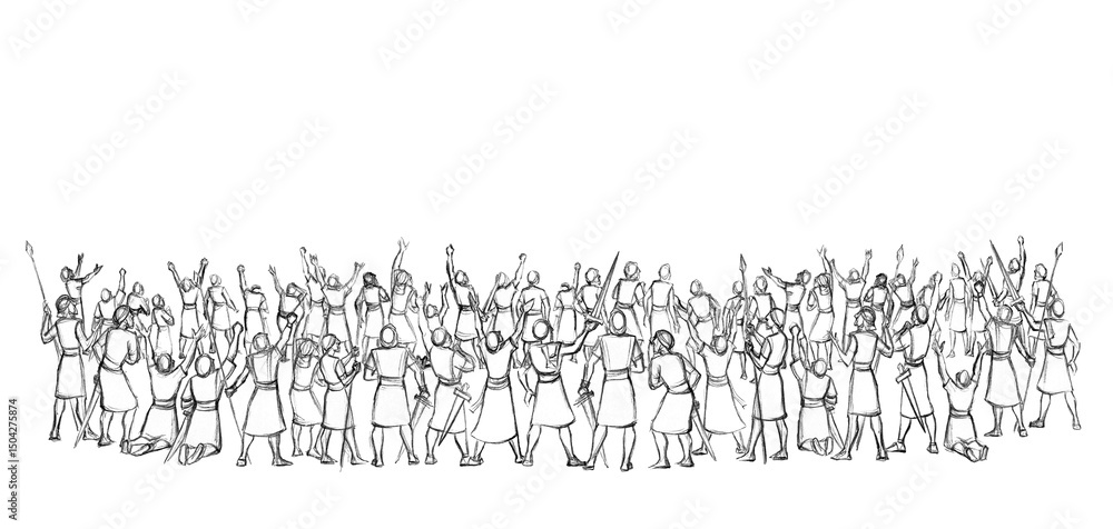 Obraz premium Pencil drawing. The Fall of the Walls of Jericho