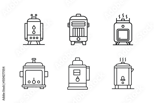 boiler icon line art vector illustration