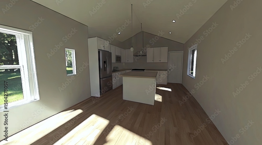 Fototapeta premium Open-concept kitchen in a small home