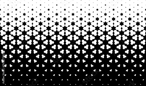 Seamless in one direction Geometric pattern Rhombs and stars Average fade out into black