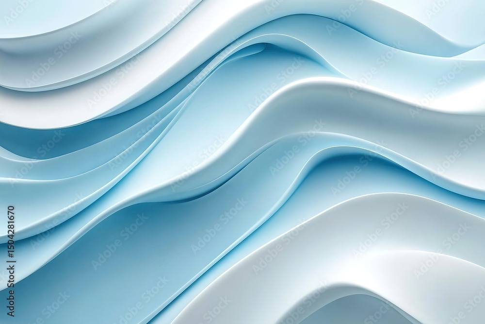Obraz premium Serene light blue waves flow smoothly creating an abstract fluid backdrop for applications