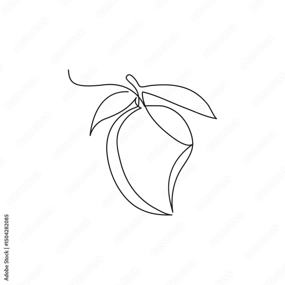 Elegant Single Line Mango Drawing - Tropical Fruit Art21 Elegant Single Line Mango Drawing - Tropical Fruit Art21