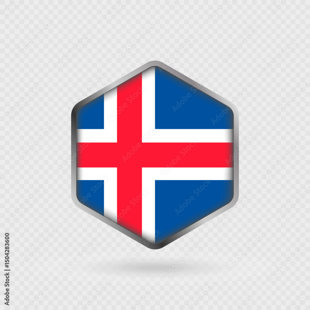 Obraz premium Iceland Flag Icon in Hexagon Shape.