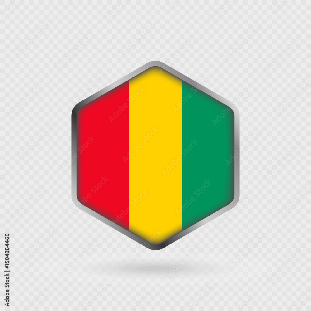 Fototapeta premium Guinea Flag Icon in Hexagon Shape.