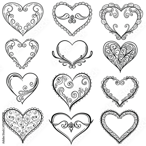 Red Heart Icon on white background. Set of love symbol for web site logo, mobile app UI design. Vector illustration flat style.