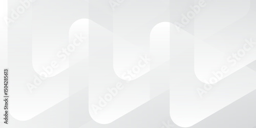 3D white geometric abstract background overlap layer on bright space with rounded triangles effect decoration. Graphic design element modern style concept for banner, flyer, card, cover, or brochure