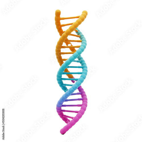Colorful DNA Strand Model on White Background for Medical and Scientific Illustration