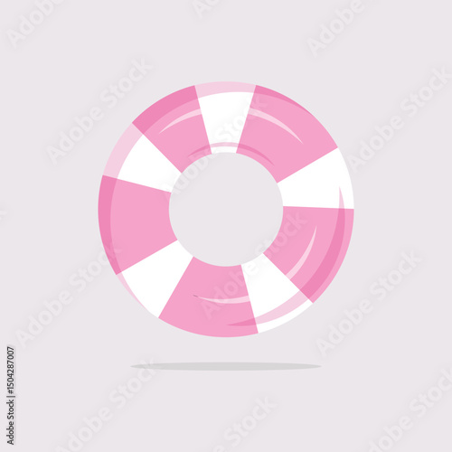 Ring Buoy Pink Flat Design Vector