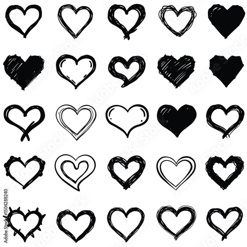 Red Heart Icon on white background. Set of love symbol for web site logo, mobile app UI design. Vector illustration flat style.
