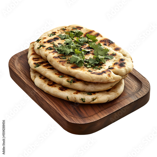 Grilled Naan with Cilantro isolated on transparent background