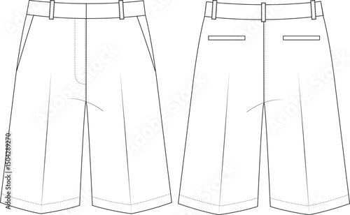 Bermuda short vector flat sketch 