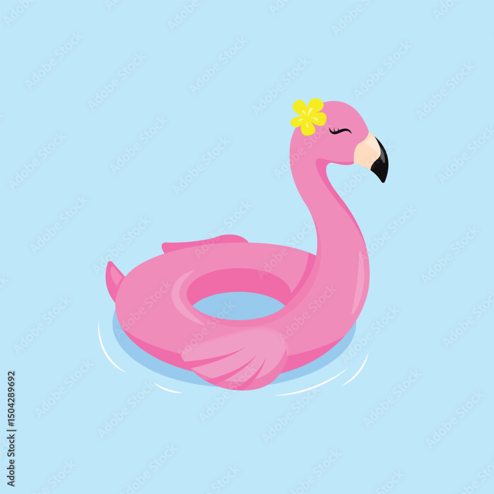 Fototapeta premium Flamingo Float Flat Design Summer Vector