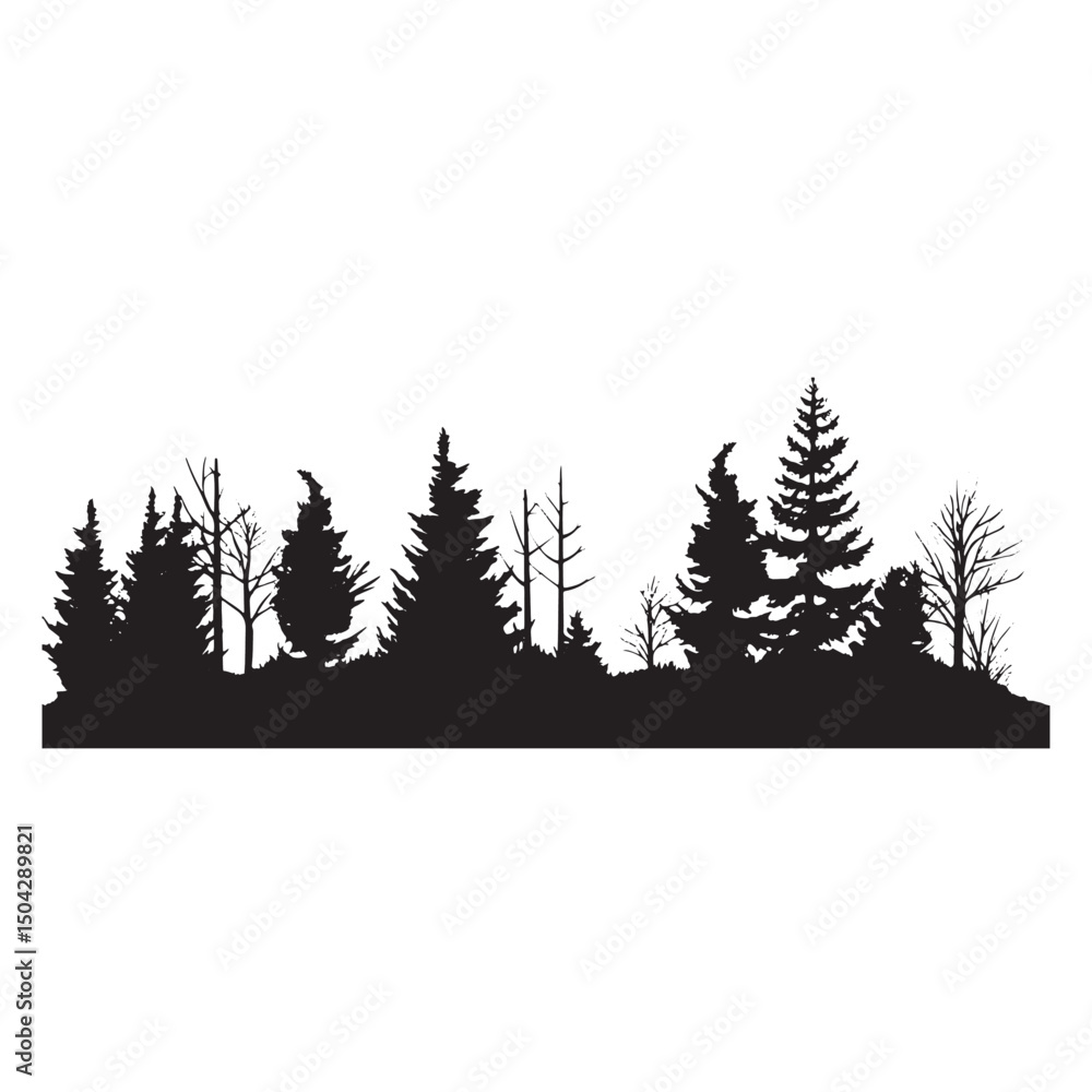 Fototapeta premium Forest Silhouette with Moonlight