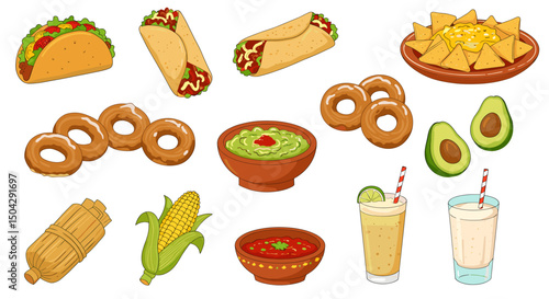 Collection of mexican foods illustration