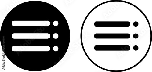 website menu icon set. Website navigation symbol. Hamburger web. List menu sign.  App burger icons. three horizontal bars. Squares dots and ellipsis
