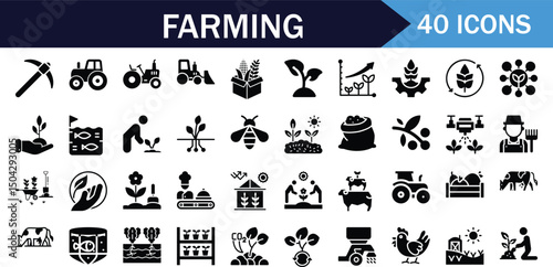 Farming icons agriculture icons set vector illustration