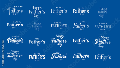 Happy Fathers Day lettering set. Handmade calligraphy vector illustration. Mother's day text set with different fonts. Father's day greeting cards 