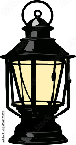 The old lantern or lamp vector illustration design art