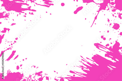 
Vibrant pink paint splatter frame on a white background, perfect for edgy graphic designs, borders, or adding a grunge effect.