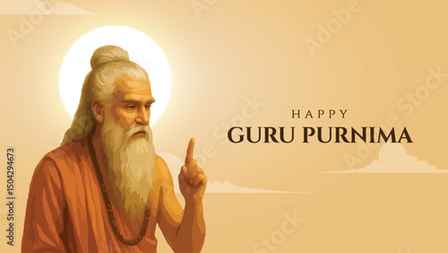 Happy guru Purnima guru and shishya teaching . god abstract Vector Illustration design. Creative vector Illustration for the Day Of Honoring Celebration Guru Purnima.	