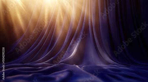 Draped purple fabric, sun rays