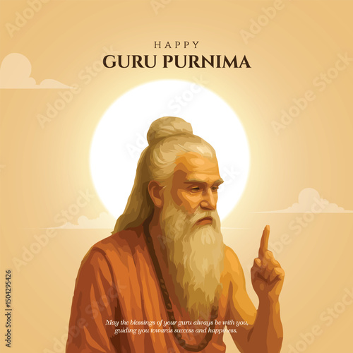 Happy guru Purnima guru and shishya teaching . god abstract Vector Illustration design. Creative vector Illustration for the Day Of Honoring Celebration Guru Purnima.	