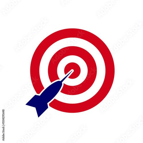 Red and blue bullseye target isolated on a transparent background.