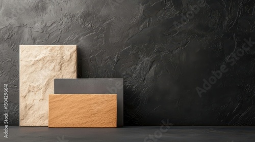 Natural contrast product display, showcasing rough and smooth surface interplay