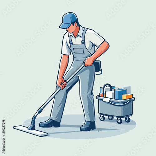 cleaning service is mopping the floor