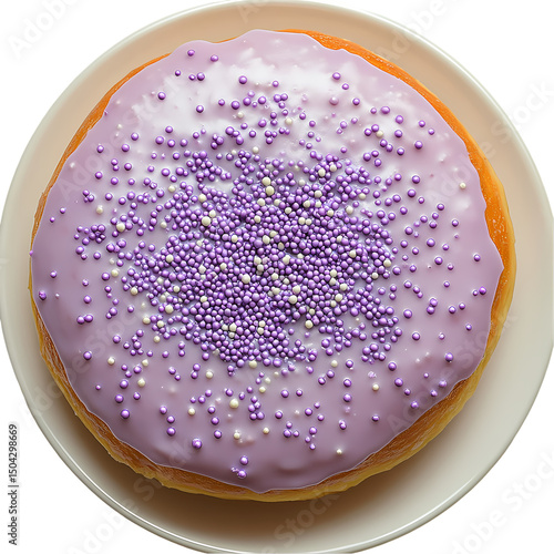 Lavender Donut with Sprinkles isolated on transparent background