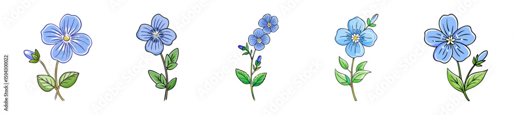 Fototapeta premium veronica speedwell flower icon, veronica speedwell flower line art - simple line art of veronica speedwell flower, perfect for veronica speedwell flower logos and icons