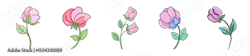 sweet pea flower icon, sweet pea flower line art - simple line art of sweet pea flower, perfect for sweet pea flower logos and icons