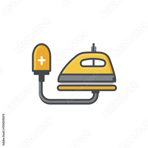 Yellow appliance sanitizes objects safely indoors professionally