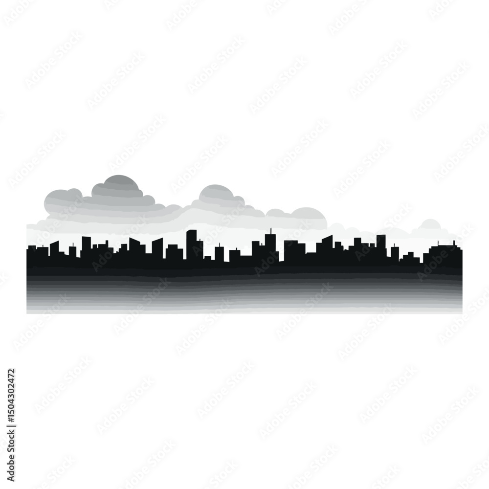 Fototapeta premium Fog city view black silhouette