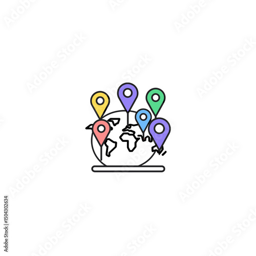 World map location icons indicate travel destinations globally