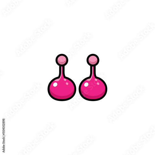 Pink blobs dangle twin decorative icons simple plain backdrop